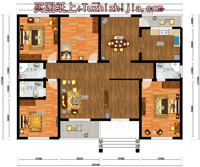 農(nóng)村一層四間平房設計圖方案，含外觀圖片，預算10萬
