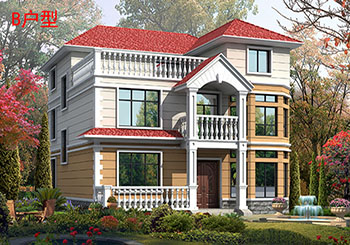 140平新農(nóng)村三層房屋設(shè)計(jì)圖，含外觀效果圖