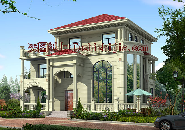 帶地下室三層復(fù)式別墅設(shè)計方案，全套設(shè)計圖+效果圖