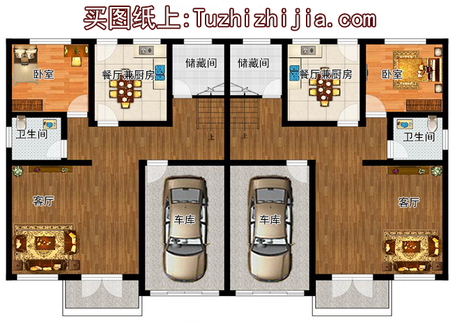 200平方米穩(wěn)重大氣三層雙拼別墅建筑設(shè)計(jì)圖紙，含效果圖