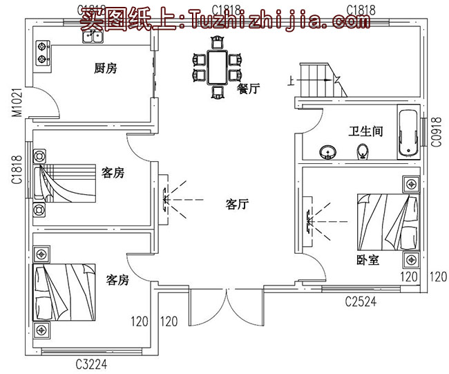  農(nóng)村15萬元二層小樓設(shè)計(jì)圖，外觀簡潔、樸素，造價(jià)低