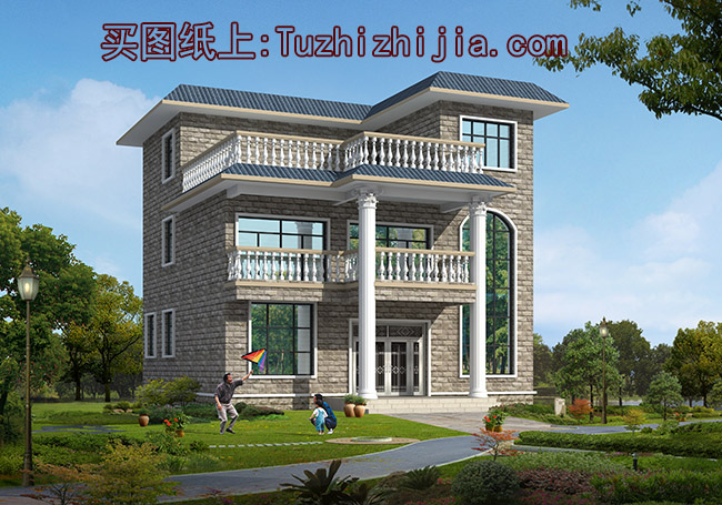 三層平屋頂別墅房屋設(shè)計(jì)圖及外觀效果圖