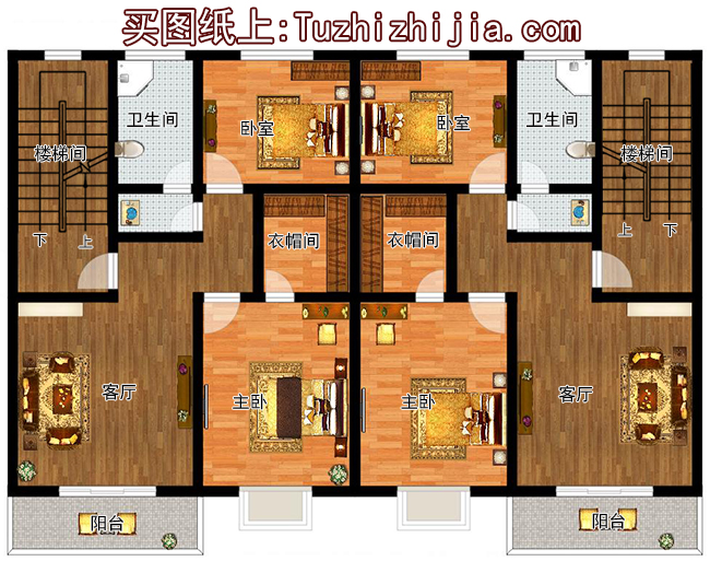 兄弟兩戶(hù)雙拼房屋設(shè)計(jì)圖及外觀圖片，戶(hù)型合理