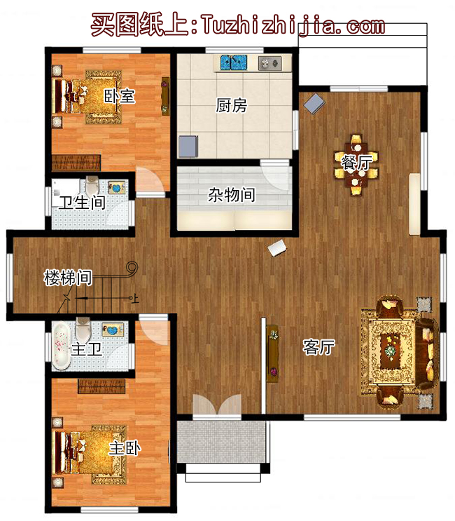 三層別墅設(shè)計(jì)施工圖紙（含外觀效果圖）帶車(chē)庫(kù)帶露臺(tái)