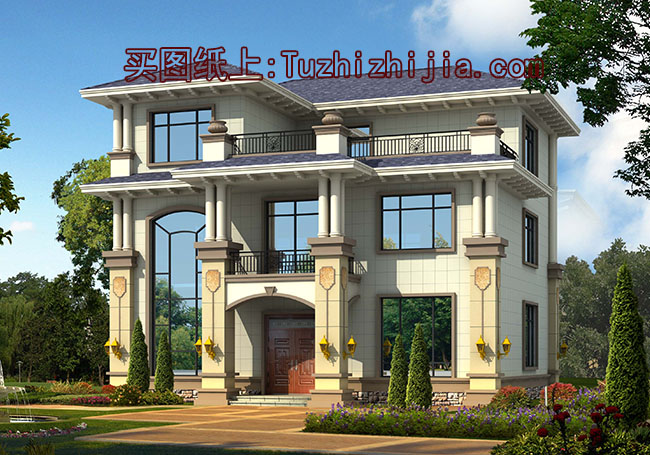 140平三層自建房別墅設(shè)計圖，外觀圖大氣、美觀