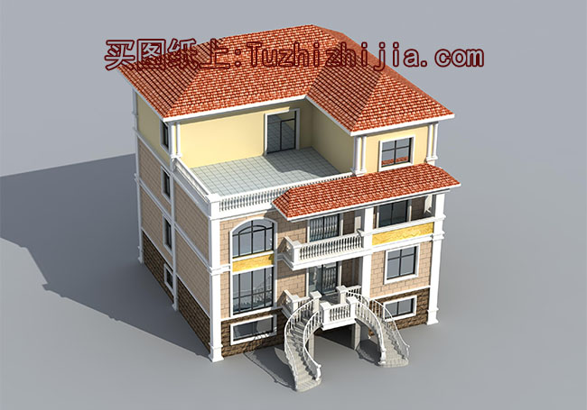 三層半復(fù)式別墅設(shè)計(jì)方案，全套設(shè)計(jì)圖+效果圖