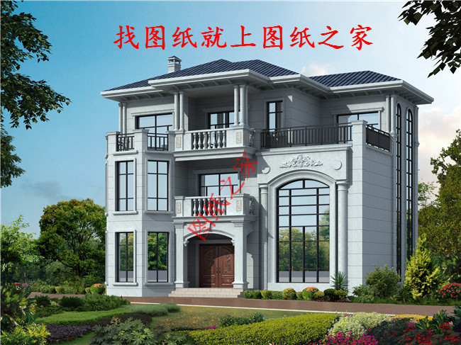 歐式風(fēng)格三層自建房設(shè)計(jì)圖，外觀高端大氣，彰顯業(yè)主的高貴品質(zhì)