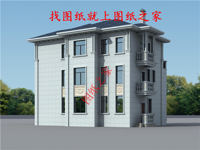 歐式風(fēng)格三層自建房設(shè)計(jì)圖，外觀高端大氣，彰顯業(yè)主的高貴品質(zhì)