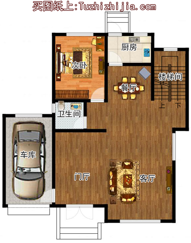 歐式三層樓中樓別墅設(shè)計(jì)圖紙帶車庫（含外觀效果圖）