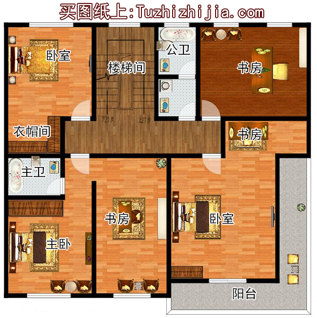 高端大氣四層復(fù)式別墅房屋設(shè)計圖，含外觀效果圖