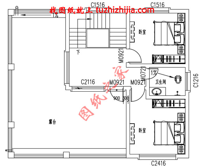帶車庫現(xiàn)代三層房屋別墅設計圖，占地110平米左右，功能齊全