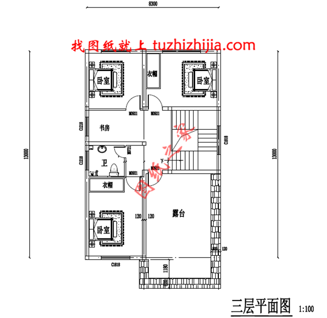 占地100平米三層自建房屋自建別墅設(shè)計圖，布局合理，功能齊全