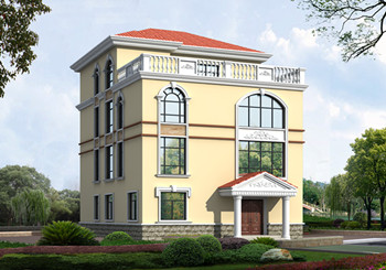 最新款高端大氣四層小別墅設(shè)計(jì)圖，一層客廳挑空設(shè)計(jì)，給您十足的空間感