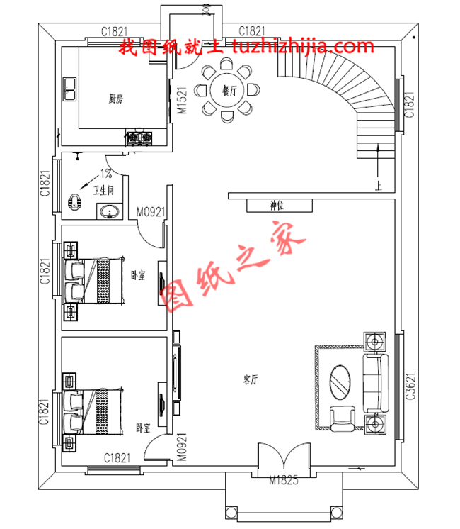 最新款高端大氣四層小別墅設(shè)計(jì)圖，一層客廳挑空設(shè)計(jì)，給您十足的空間感