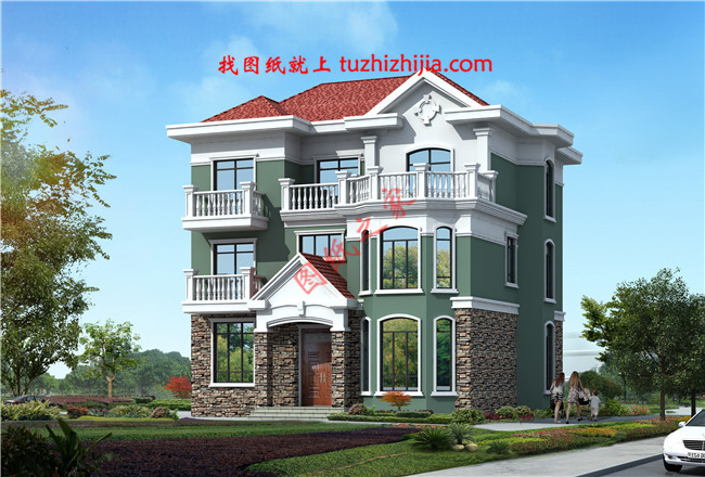 150平米簡(jiǎn)單大方的三層農(nóng)村自建房設(shè)計(jì)圖，坡層頂，色彩鮮明，布局合理實(shí)用