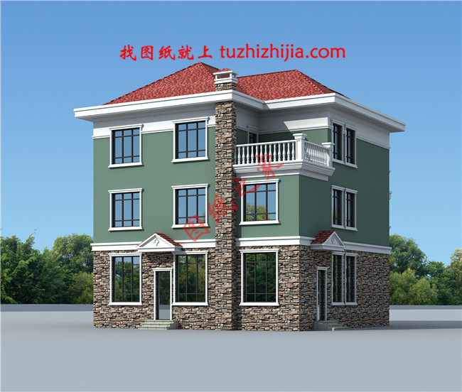 150平米簡(jiǎn)單大方的三層農(nóng)村自建房設(shè)計(jì)圖，坡層頂，色彩鮮明，布局合理實(shí)用