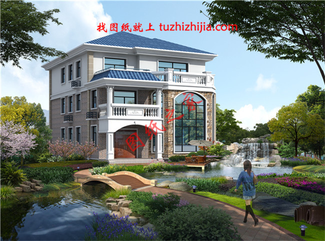 全套三層農(nóng)村房屋設(shè)計圖紙，客廳中空，大大的窗戶，采光極好，外觀上十分耐看