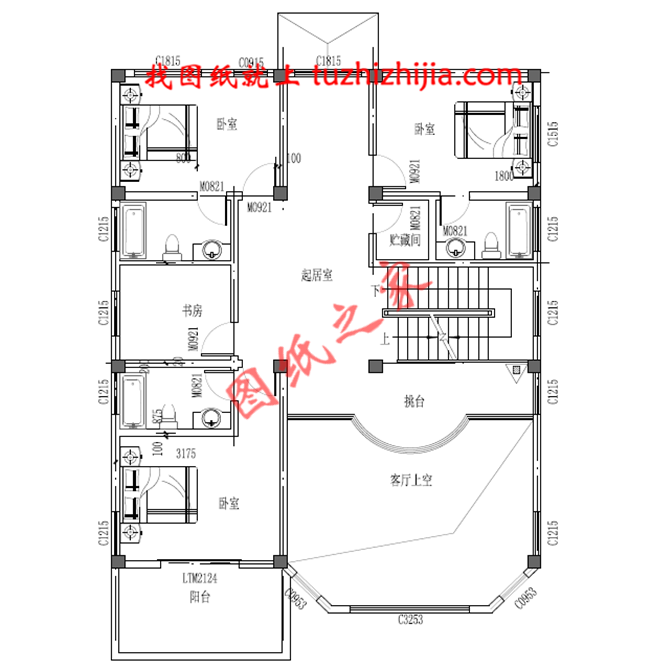 全套三層農(nóng)村房屋設(shè)計圖紙，客廳中空，大大的窗戶，采光極好，外觀上十分耐看