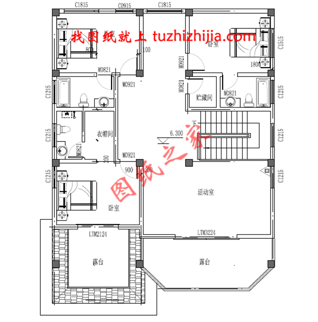 全套三層農(nóng)村房屋設(shè)計圖紙，客廳中空，大大的窗戶，采光極好，外觀上十分耐看