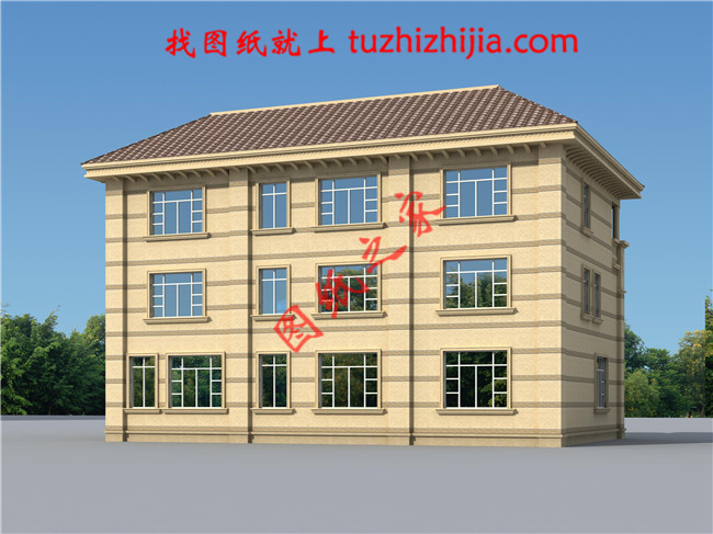 三層農(nóng)村自建房別墅設(shè)計(jì)圖紙，大廳中空，外觀高端大氣