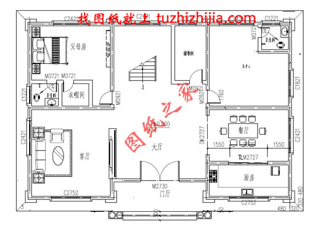 三層農(nóng)村自建房別墅設(shè)計(jì)圖紙，大廳中空，外觀高端大氣