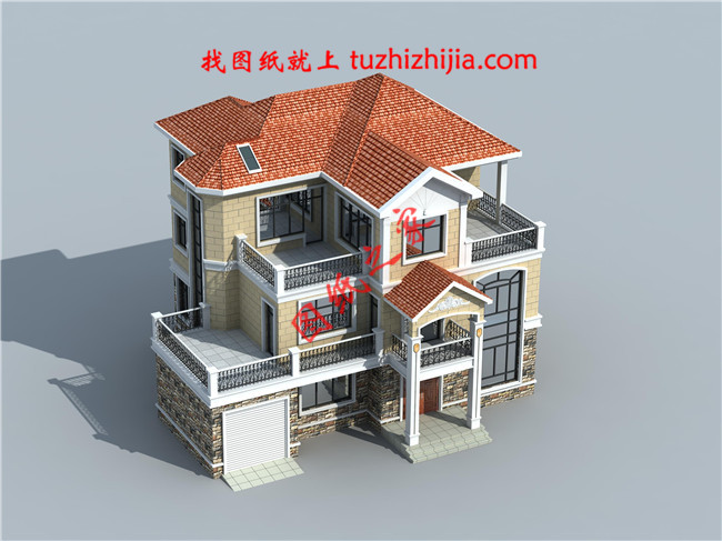 帶車庫三層自建別墅設(shè)計(jì)圖紙，客廳中空，外觀洋氣時尚，這款戶型非常受歡迎