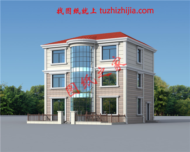 簡約時尚大方二層農(nóng)村別墅設(shè)計圖紙，占地120平米，大小適中