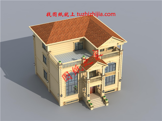 簡(jiǎn)歐式三層小別墅設(shè)計(jì)圖，帶地下室，客廳中空，占地150平米