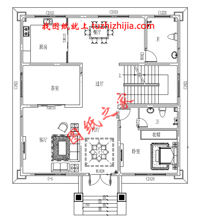 簡(jiǎn)歐式三層小別墅設(shè)計(jì)圖，帶地下室，客廳中空，占地150平米