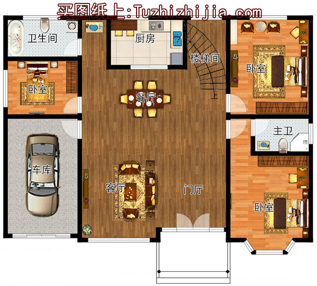 140平方米新農(nóng)村自建二層樓房設(shè)計圖紙及效果圖，15x11米