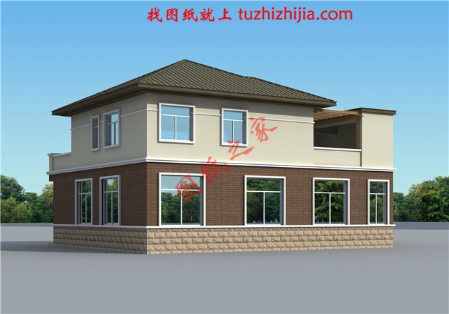 二層別墅設(shè)計(jì)圖紙及效果圖，占地200平米，外觀精致優(yōu)雅，小有情調(diào)