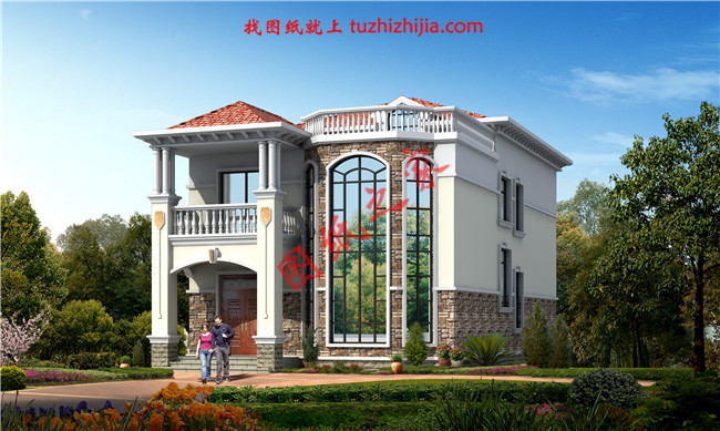 農(nóng)村二層小別墅自建房屋設(shè)計圖，客廳中空，占地150平米