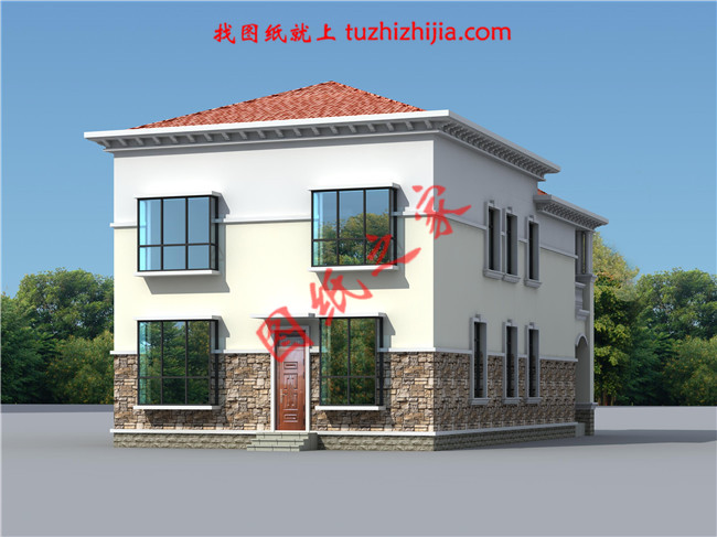 農(nóng)村二層小別墅自建房屋設(shè)計圖，客廳中空，占地150平米