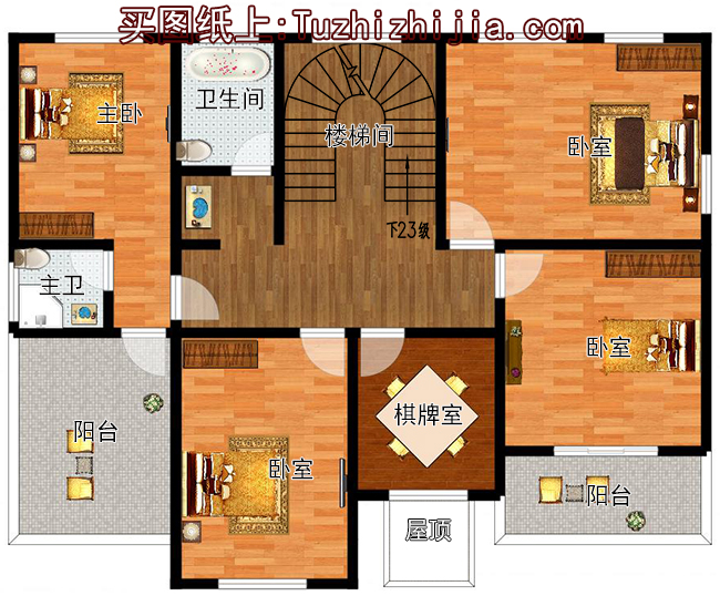 帶車庫農(nóng)村二層樓房設(shè)計圖，外觀漂亮，精致