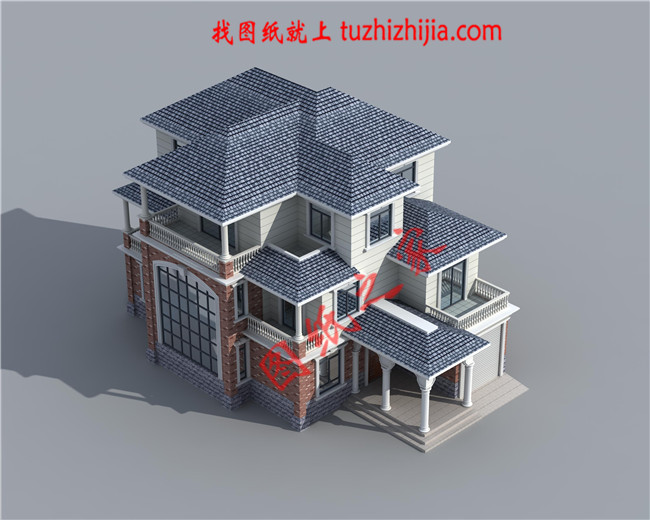 帶車庫三層農(nóng)村小別墅設(shè)計圖，最新的設(shè)計，款式新穎