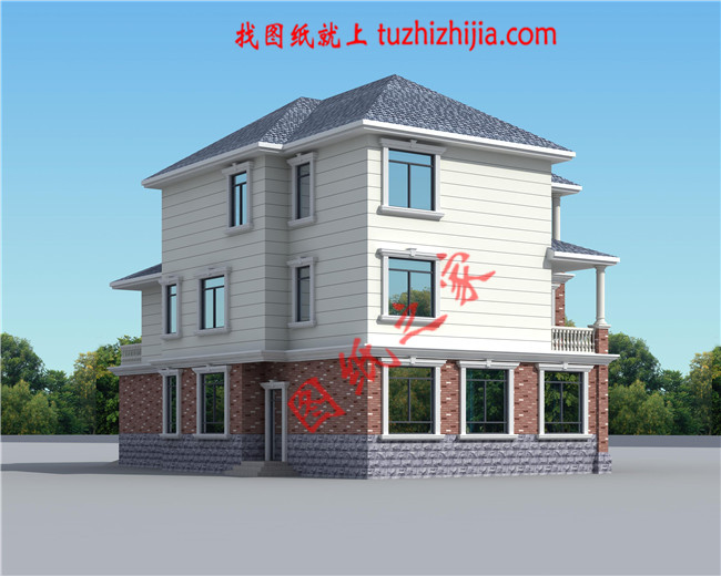 帶車庫三層農(nóng)村小別墅設(shè)計圖，最新的設(shè)計，款式新穎