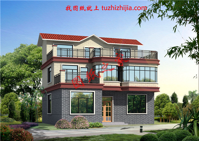 新農(nóng)村三層自建房屋設(shè)計(jì)圖，占地120平米，工藝簡單