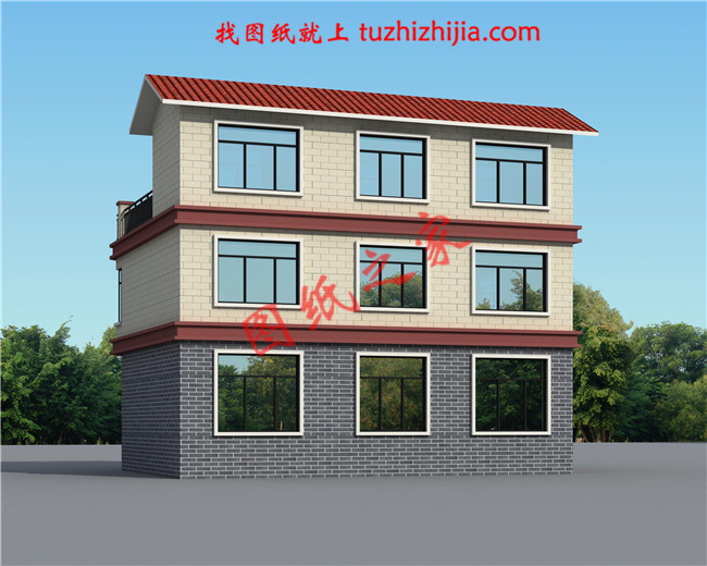 新農(nóng)村三層自建房屋設(shè)計(jì)圖，占地120平米，工藝簡單