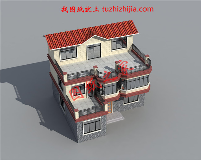 新農(nóng)村三層自建房屋設(shè)計(jì)圖，占地120平米，工藝簡單