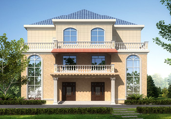 兄弟雙拼三層小別墅圖紙，占地210平米，單戶105平米，客廳中空