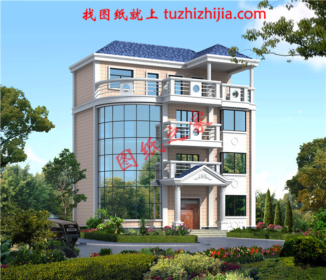 小平米四層自建房屋設(shè)計(jì)圖紙，戶型簡(jiǎn)單實(shí)用，占地80平方米