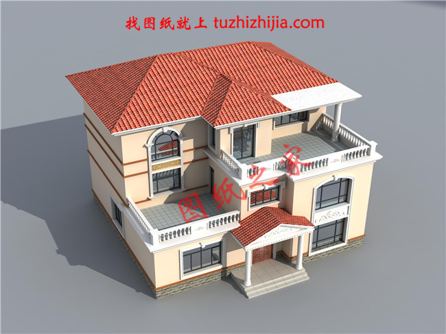 3層新農(nóng)村房屋設(shè)計(jì)圖紙及效果圖，寬敞明亮，色彩搭配柔和，平米數(shù)較大