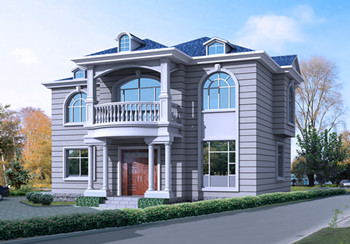 時(shí)尚創(chuàng)意型二層小別墅設(shè)計(jì)圖，占地面積110平方米，外觀清新典雅