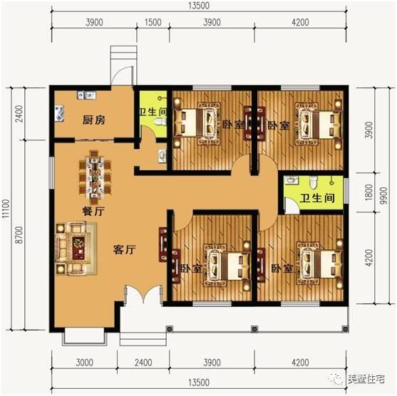 鄉(xiāng)下建房一層戶型圖，看完誰還敢說一層不能叫別墅