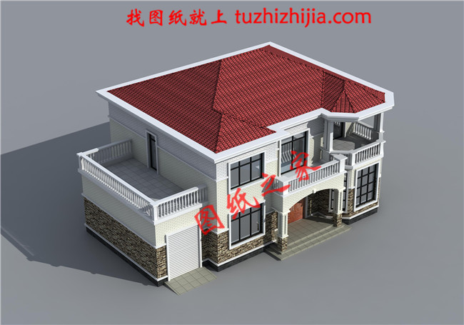 帶車庫，帶露臺二層農(nóng)村小別墅設(shè)計(jì)圖，宅基地大小適中，外觀造型美