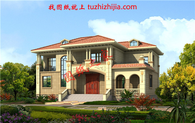 二層小別墅外觀圖片，別墅圖紙，外觀時尚，布局簡單實用，挑空的客廳設計