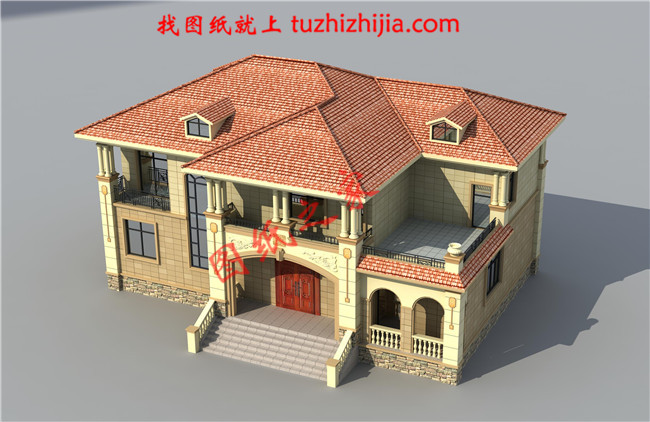 二層小別墅外觀圖片，別墅圖紙，外觀時尚，布局簡單實用，挑空的客廳設計