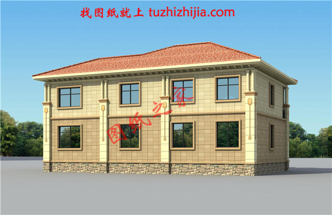 二層小別墅外觀圖片，別墅圖紙，外觀時尚，布局簡單實用，挑空的客廳設計