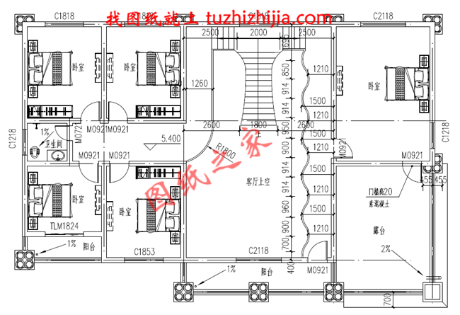二層小別墅外觀圖片，別墅圖紙，外觀時尚，布局簡單實用，挑空的客廳設計