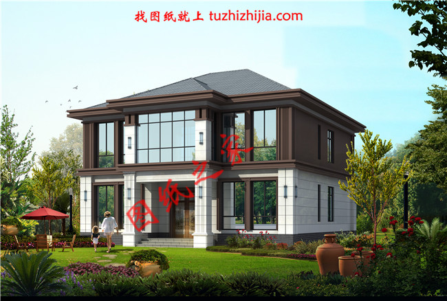 簡單大方二層小別墅設計圖，占地180平米，造型美觀，構(gòu)造整齊有序